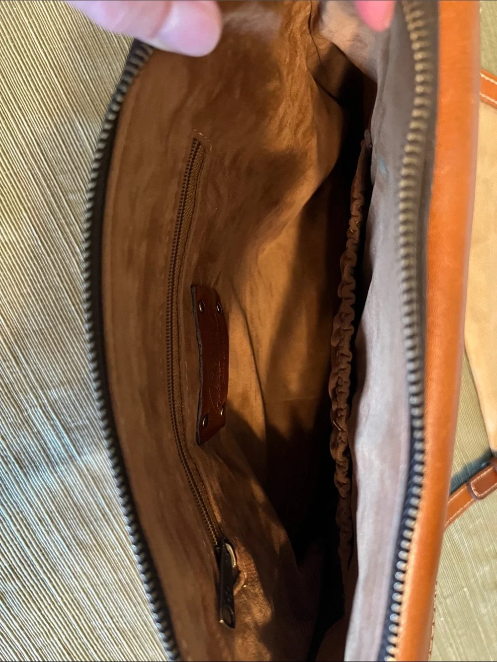 Patricia Nash Cognac Leather Crossbody with Buckle Detail and Matching Wallet